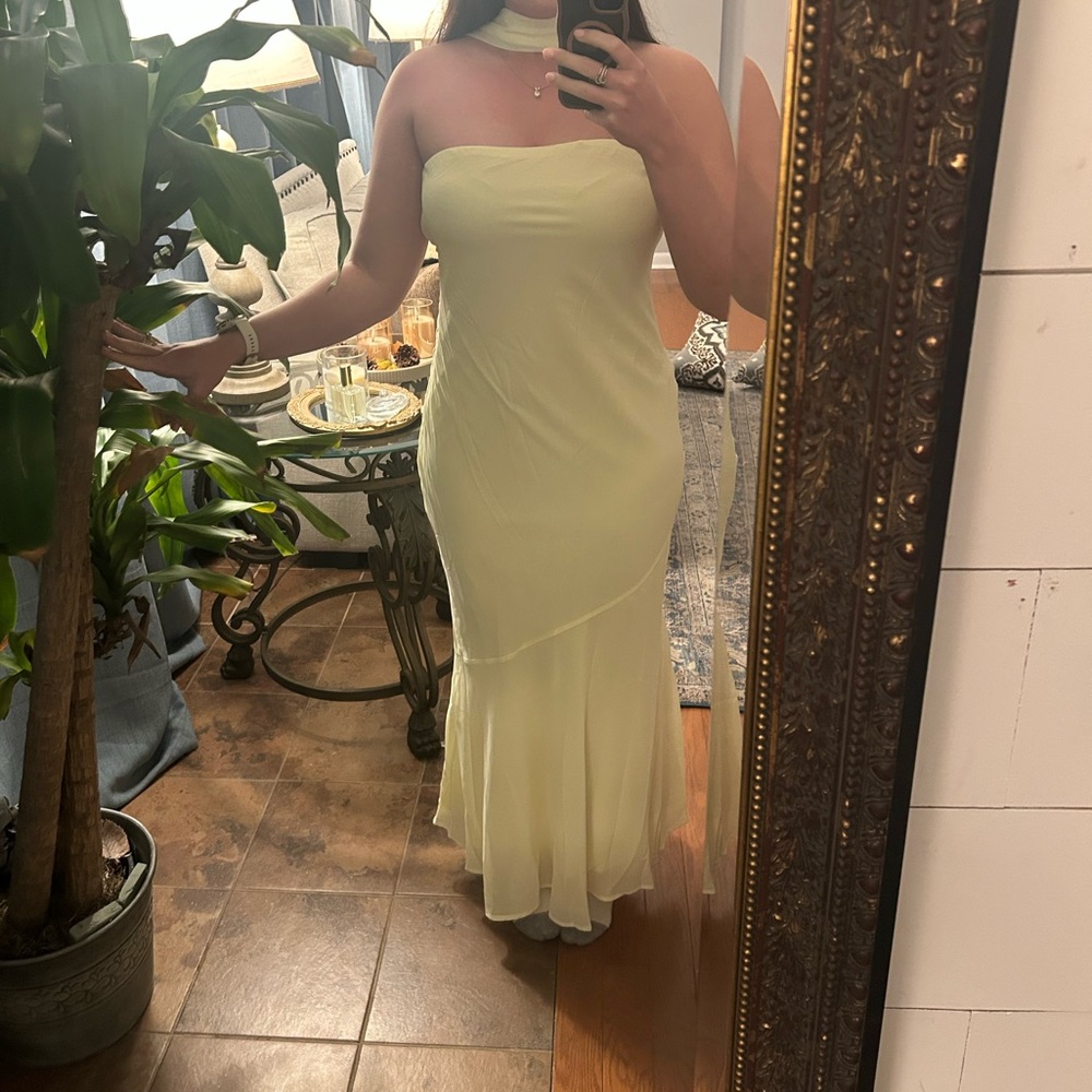 Peppermayo Strapless Maxi Dress in Light Yellow